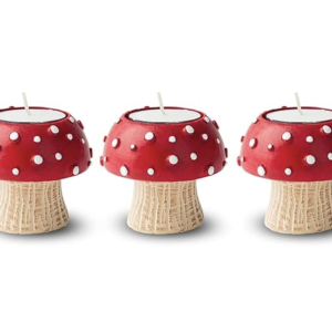 Mushroom Tealight and Taper Candle Holders - 3 PCS Decorative Set for Table - Cute Candlesticks for Tea Light