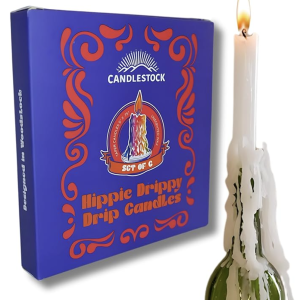 Candlestock Hippie Drippy Drip Candles - Pack of 6 Dripping Tapers - Wine Bottle Melting Candles (White)