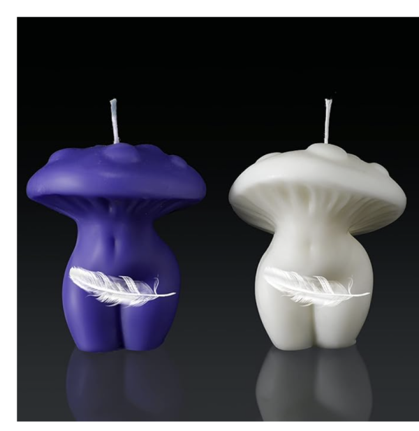 2 Pcs Mushroom Body Shaped Aesthetic Candles Goddess Cool Soy Wax Trendy Female Women Scented Candle Decorative for Home Table(Body Shaped)