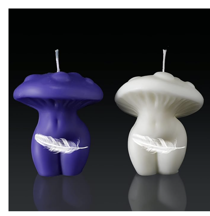 2 Pcs Mushroom Body Shaped Aesthetic Candles Goddess Cool Soy Wax Trendy Female Women Scented Candle Decorative for Home Table(Body Shaped)